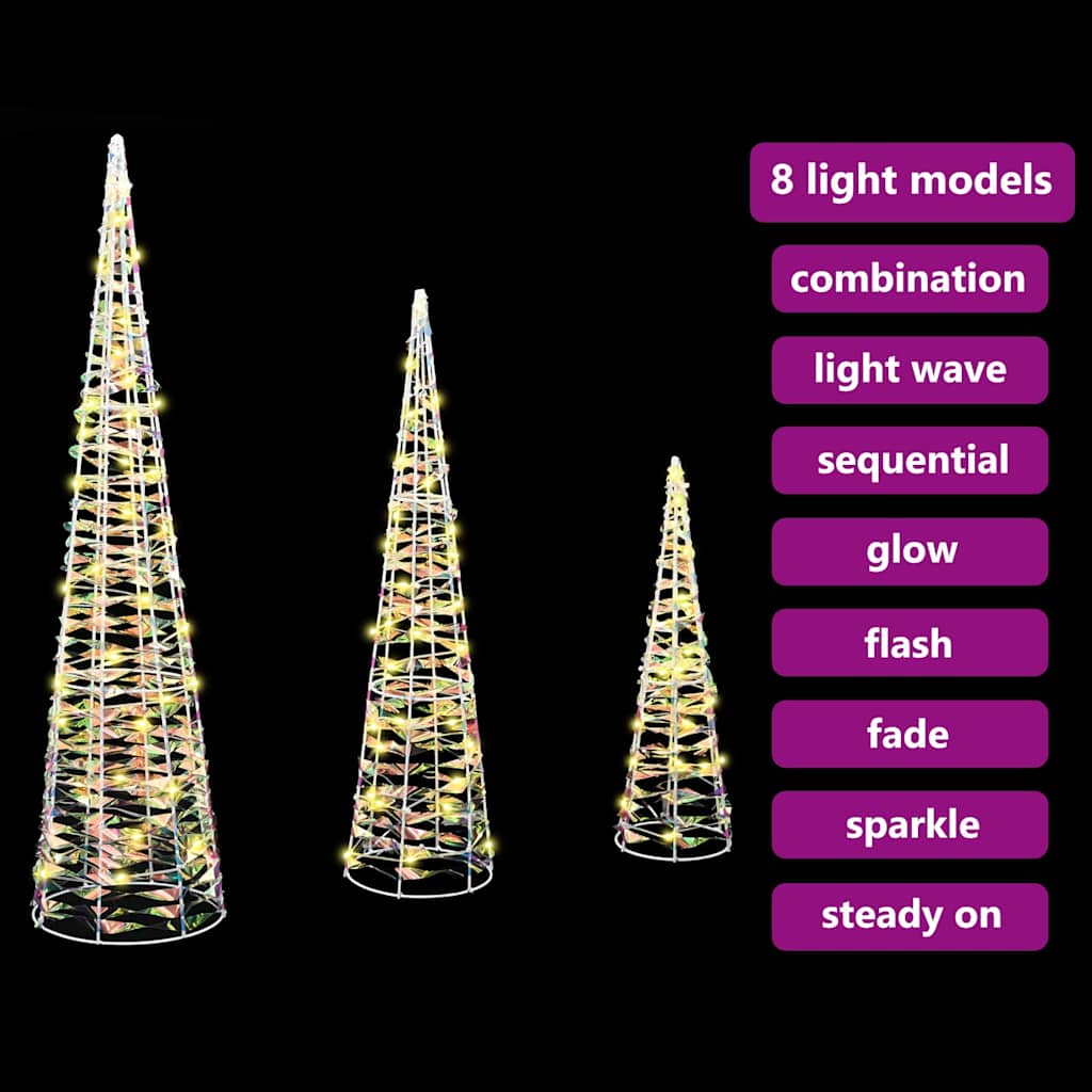 Albero di Natale 3 pcs Bianco caldo 20 x 20 x 80 cm PET