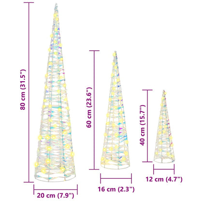 Albero di Natale 3 pcs Bianco caldo 20 x 20 x 80 cm PET