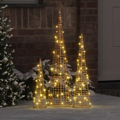 Albero di Natale 3 pcs Bianco caldo 20 x 20 x 80 cm PET | homemem39