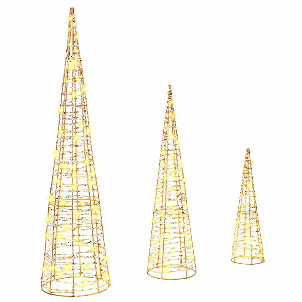Albero di Natale 3 pcs Bianco caldo 20 x 20 x 80 cm PET | homemem39
