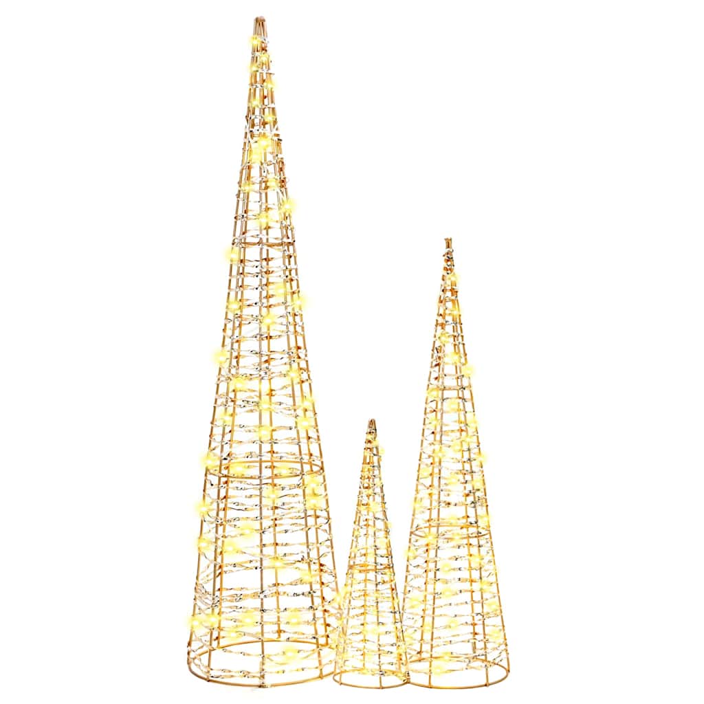 Albero di Natale 3 pcs Bianco caldo 20 x 20 x 80 cm PET | homemem39