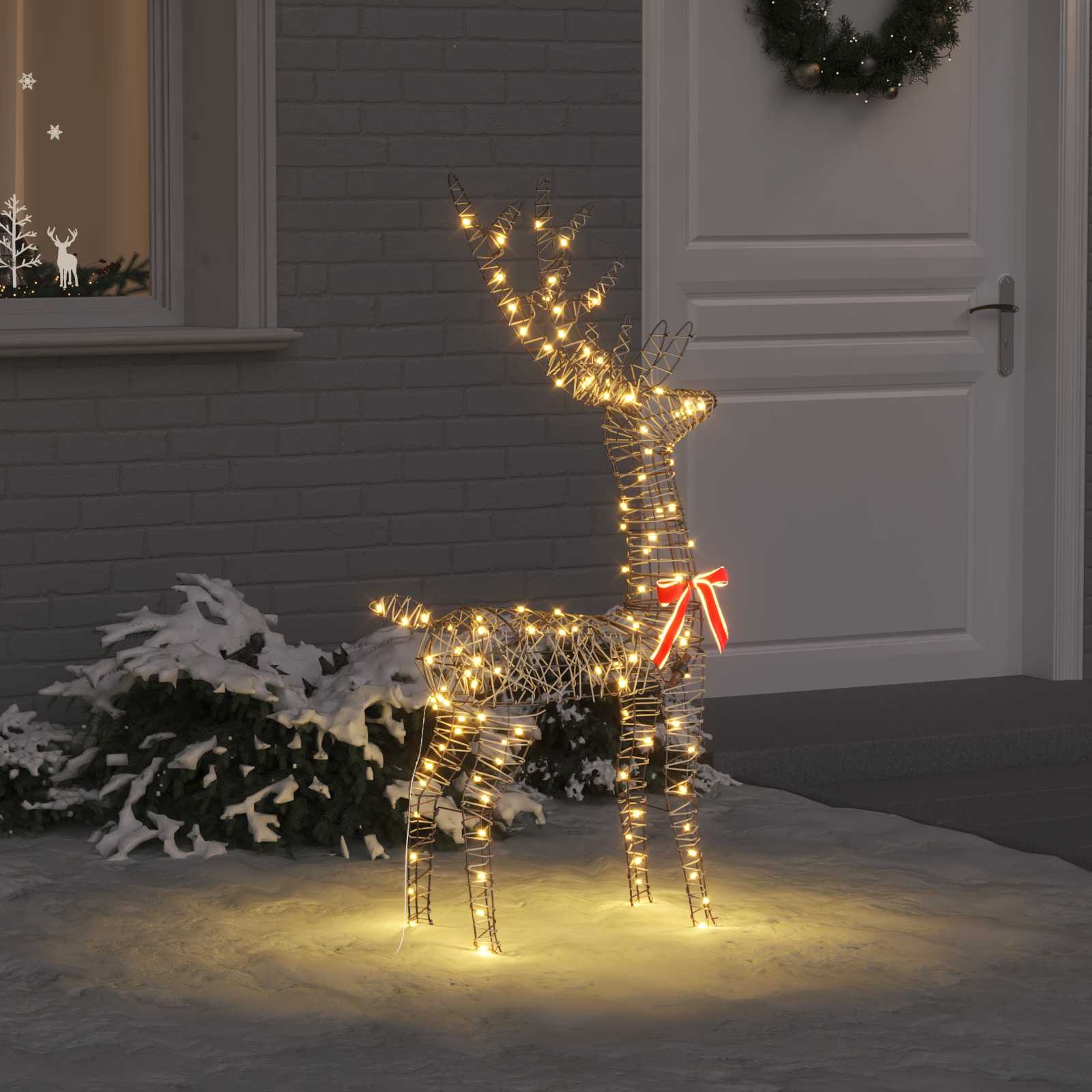 Renna 3D con 140 LED Bianco caldo 70 x 41 x 128 cm Rattan | homemem39