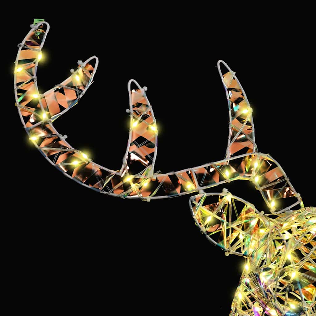 Slitta trainata da renna con 140 LED Bianco caldo 60 cm PET