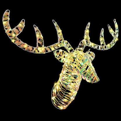 Slitta trainata da renna con 140 LED Bianco caldo 60 cm PET