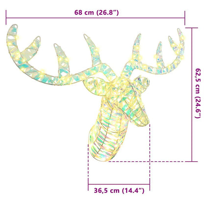 Slitta trainata da renna con 140 LED Bianco caldo 60 cm PET