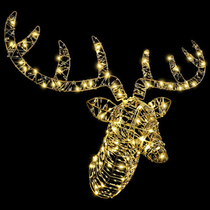 Slitta trainata da renna con 140 LED Bianco caldo 60 cm PET