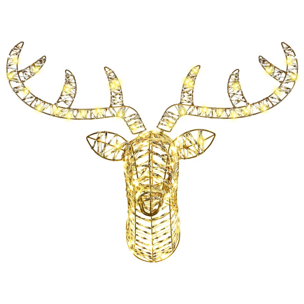 Slitta trainata da renna con 140 LED Bianco caldo 60 cm PET