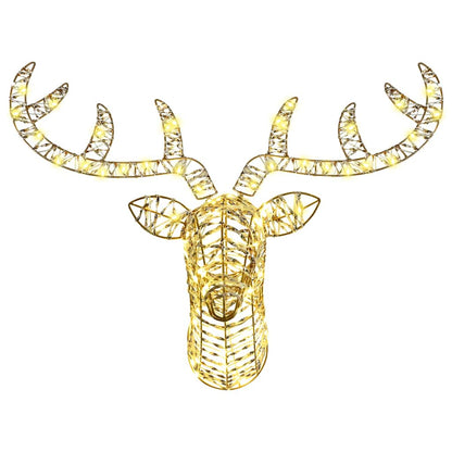 Slitta trainata da renna con 140 LED Bianco caldo 60 cm PET