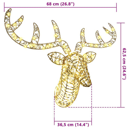 Slitta trainata da renna con 140 LED Bianco caldo 60 cm PET