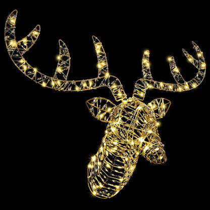 Slitta trainata da renna con 140 LED Bianco caldo 60 cm Rattan