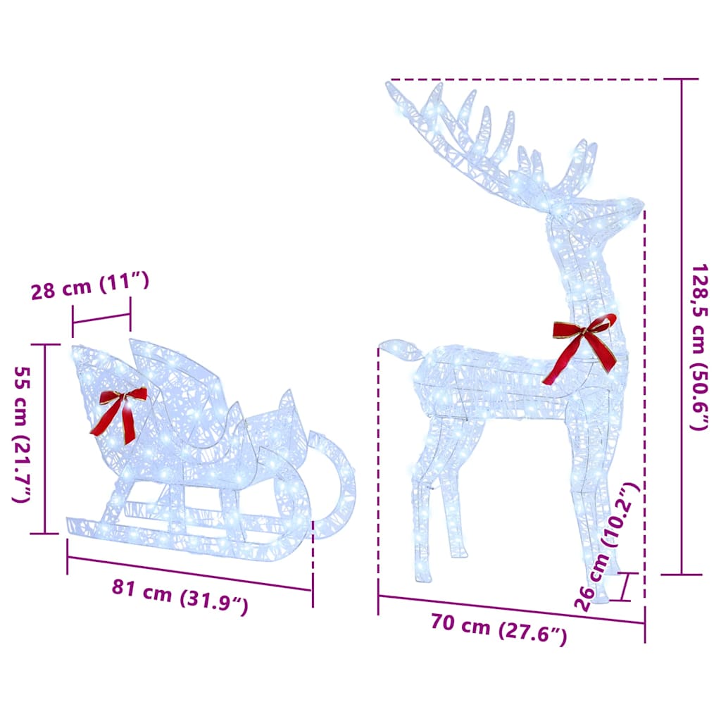Slitta trainata da renna Bianco freddo 70 x 26 x 128.5 cm