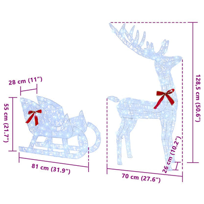 Slitta trainata da renna Bianco freddo 70 x 26 x 128.5 cm