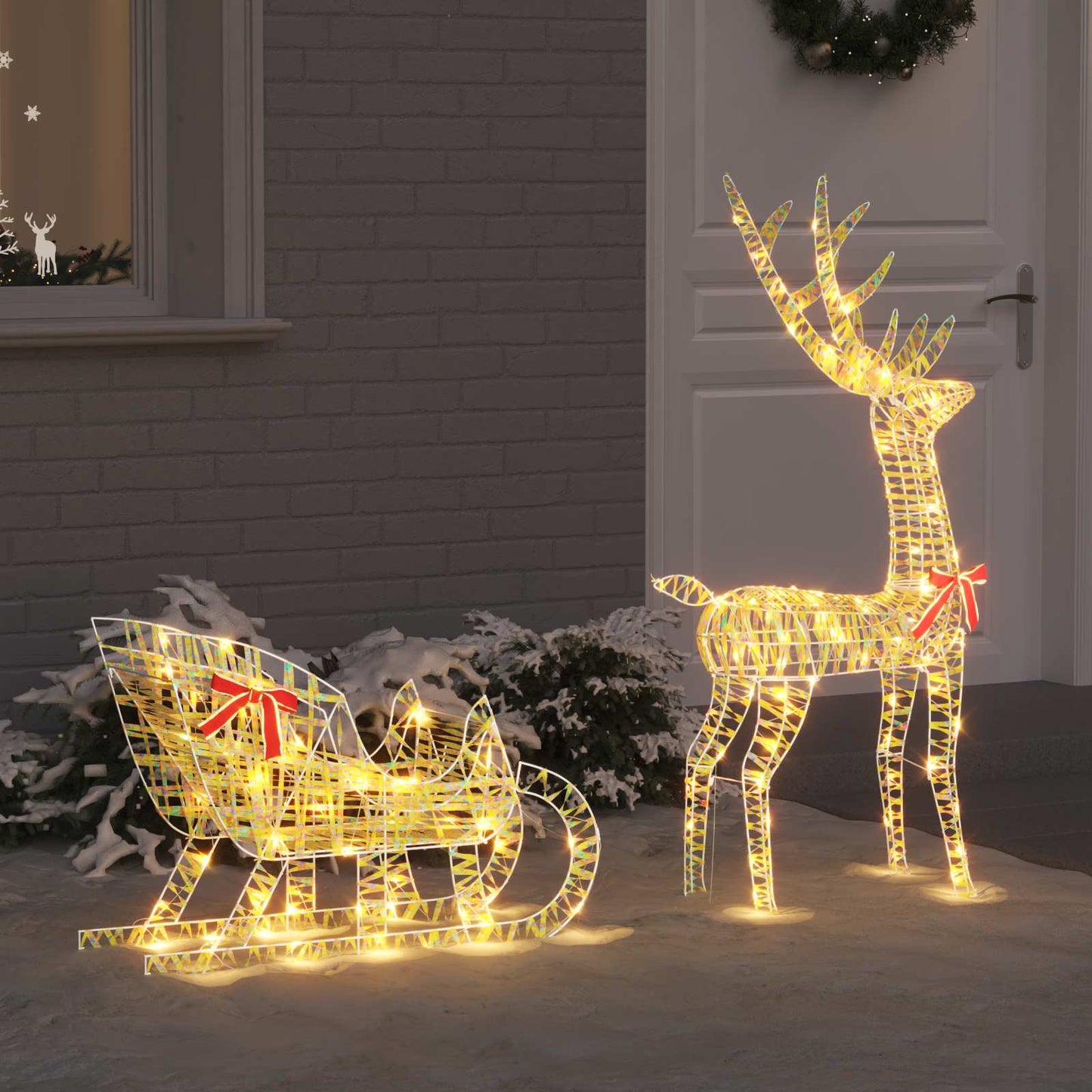 Slitta trainata da renna Bianco caldo 70 x 26 x 129 cm PET | homemem39