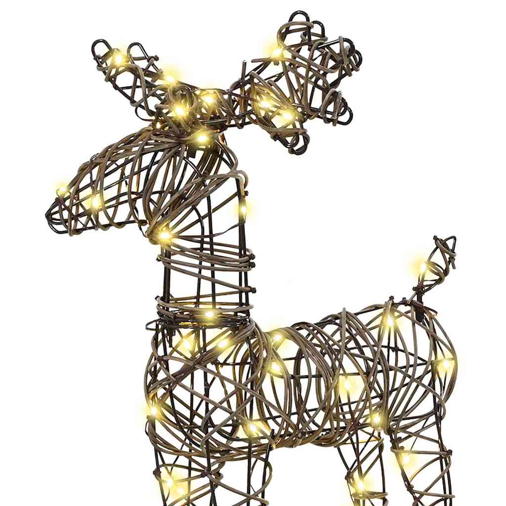 Slitta trainata da renna con 160 LED Bianco caldo Rattan