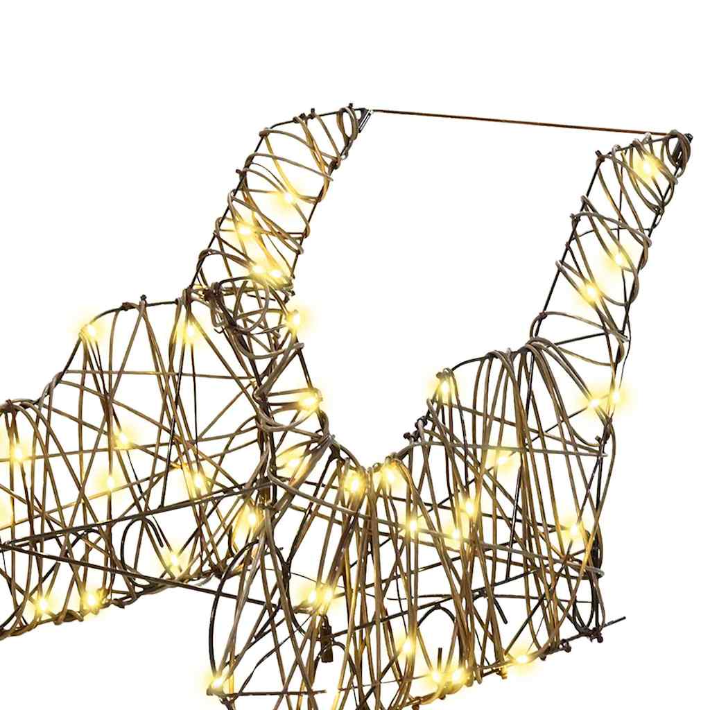 Slitta trainata da renna con 160 LED Bianco caldo Rattan