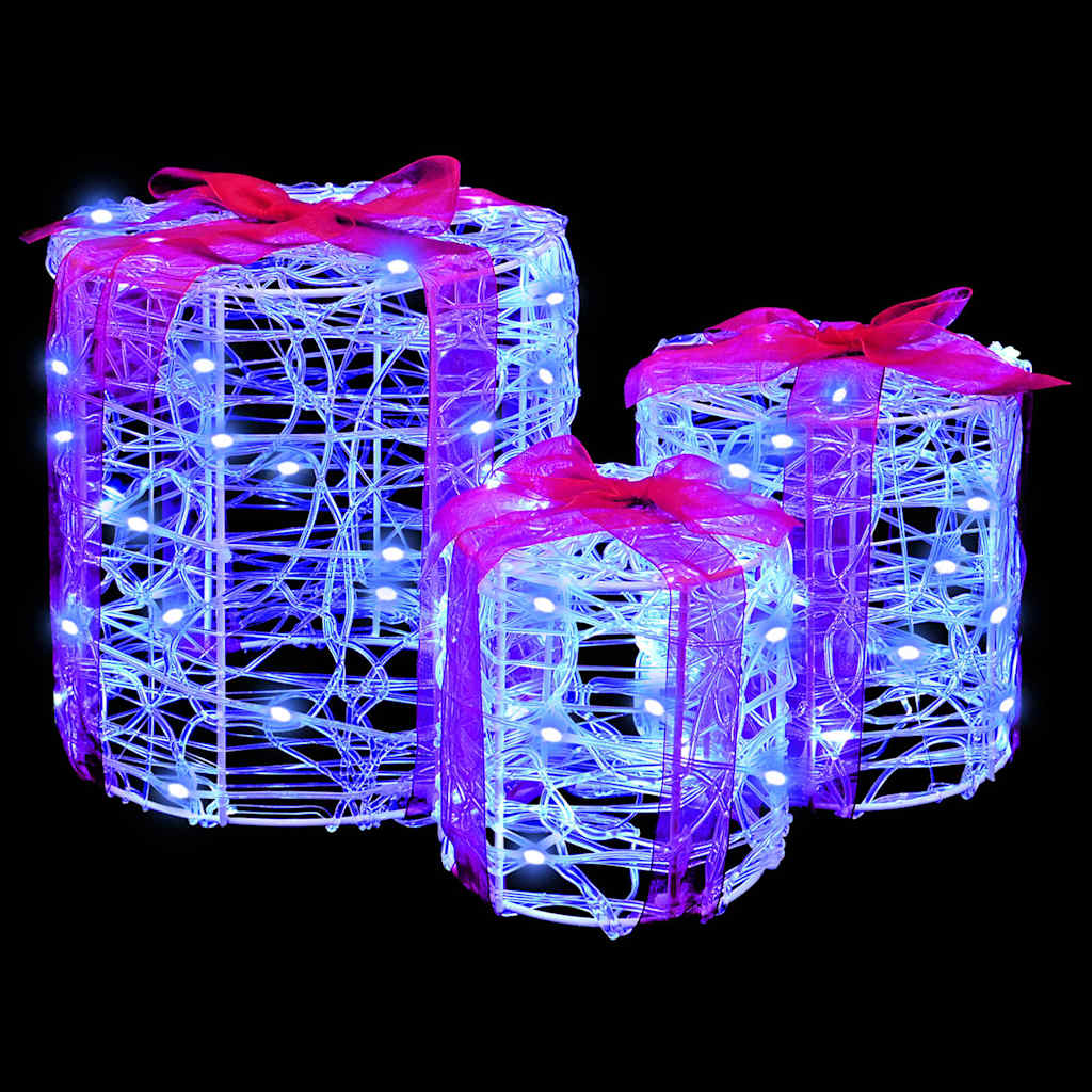 Decorazione Scatola Regalo 3 pcs Blu 20 x 20 x 21 cm Acrilico | homemem39