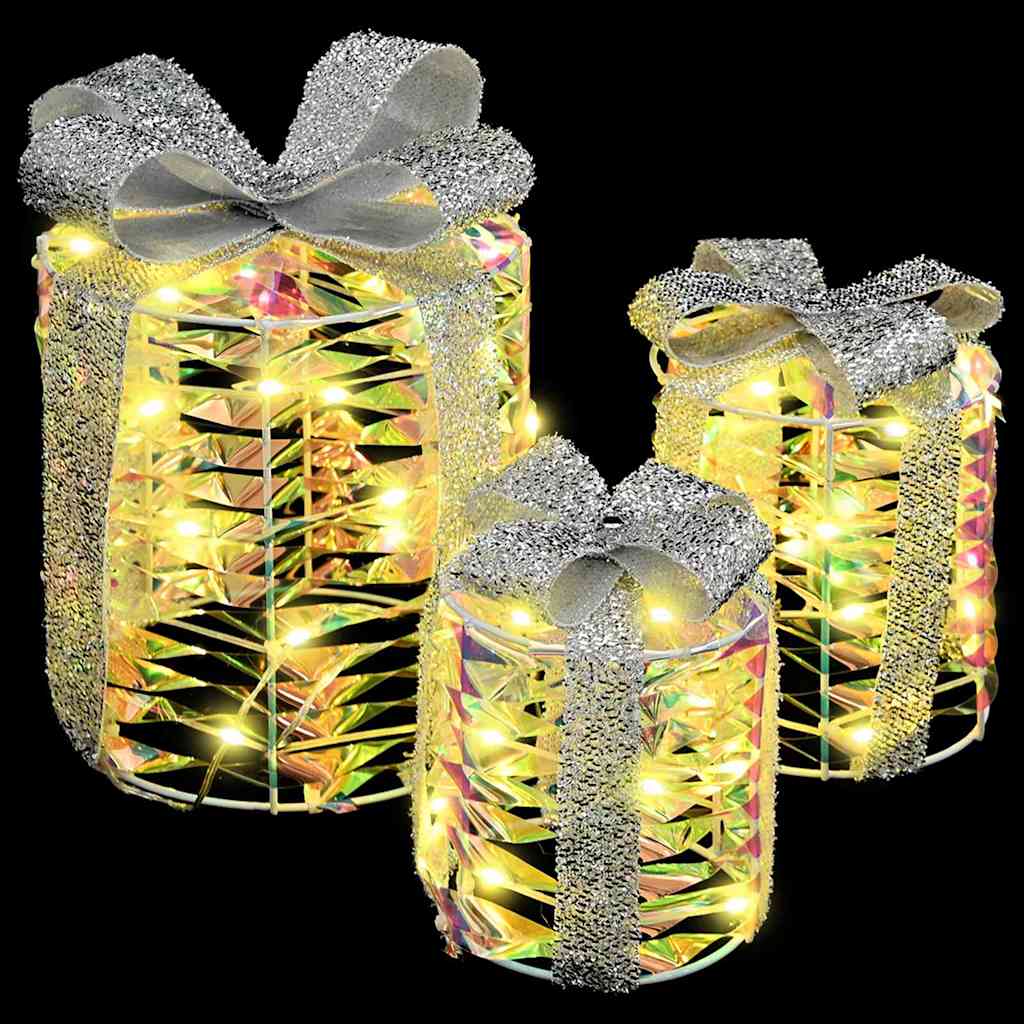 Decorazione Scatola Regalo con 60 LED 3 pcs Bianco caldo PET