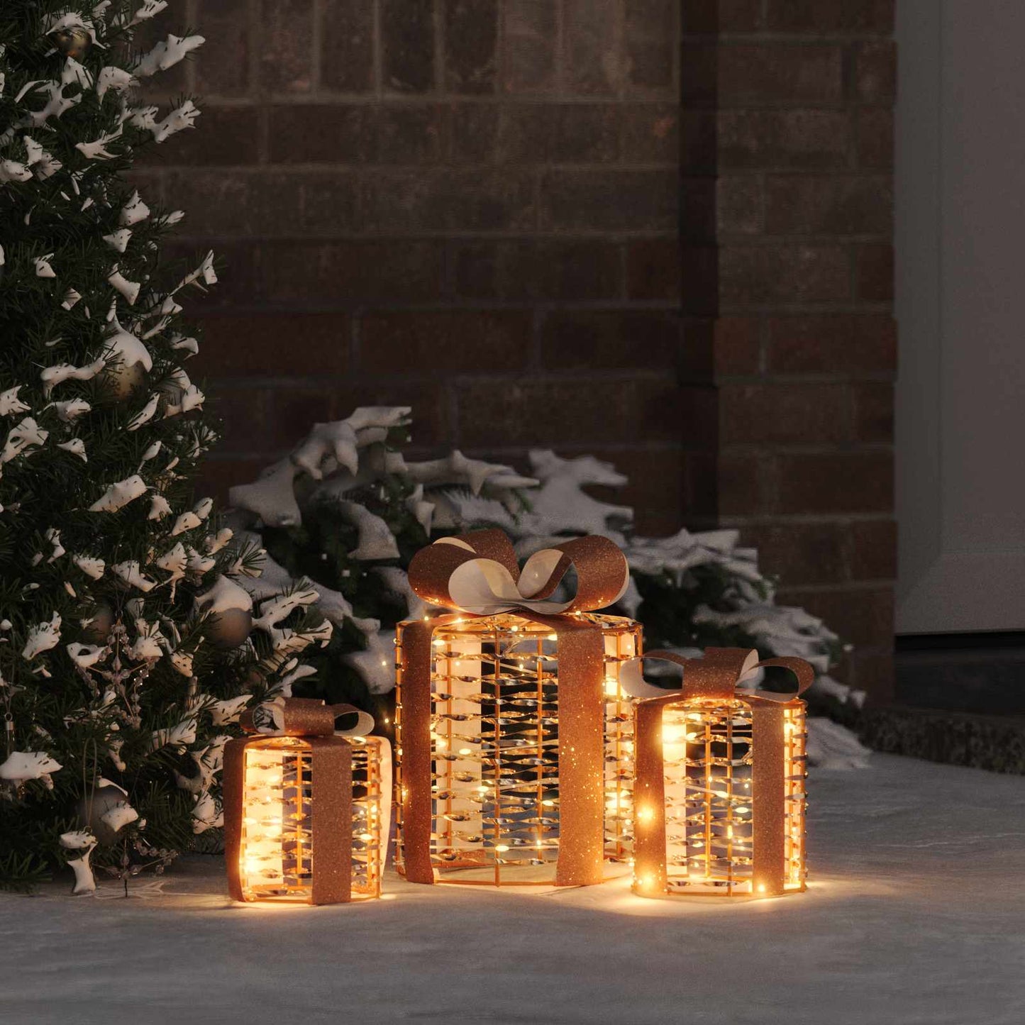 Decorazione Scatola Regalo con 60 LED 3 pcs 20 x 20 x 20 cm PET | homemem39