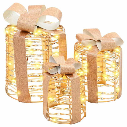 Decorazione Scatola Regalo con 60 LED 3 pcs 20 x 20 x 20 cm PET | homemem39