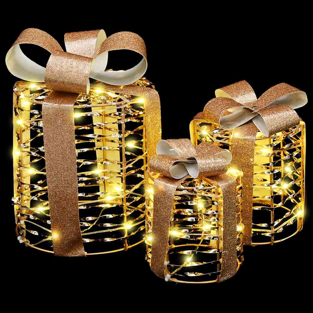 Decorazione Scatola Regalo con 60 LED 3 pcs 20 x 20 x 20 cm PET | homemem39