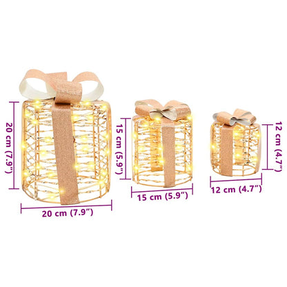 Decorazione Scatola Regalo con 60 LED 3 pcs 20 x 20 x 20 cm PET | homemem39
