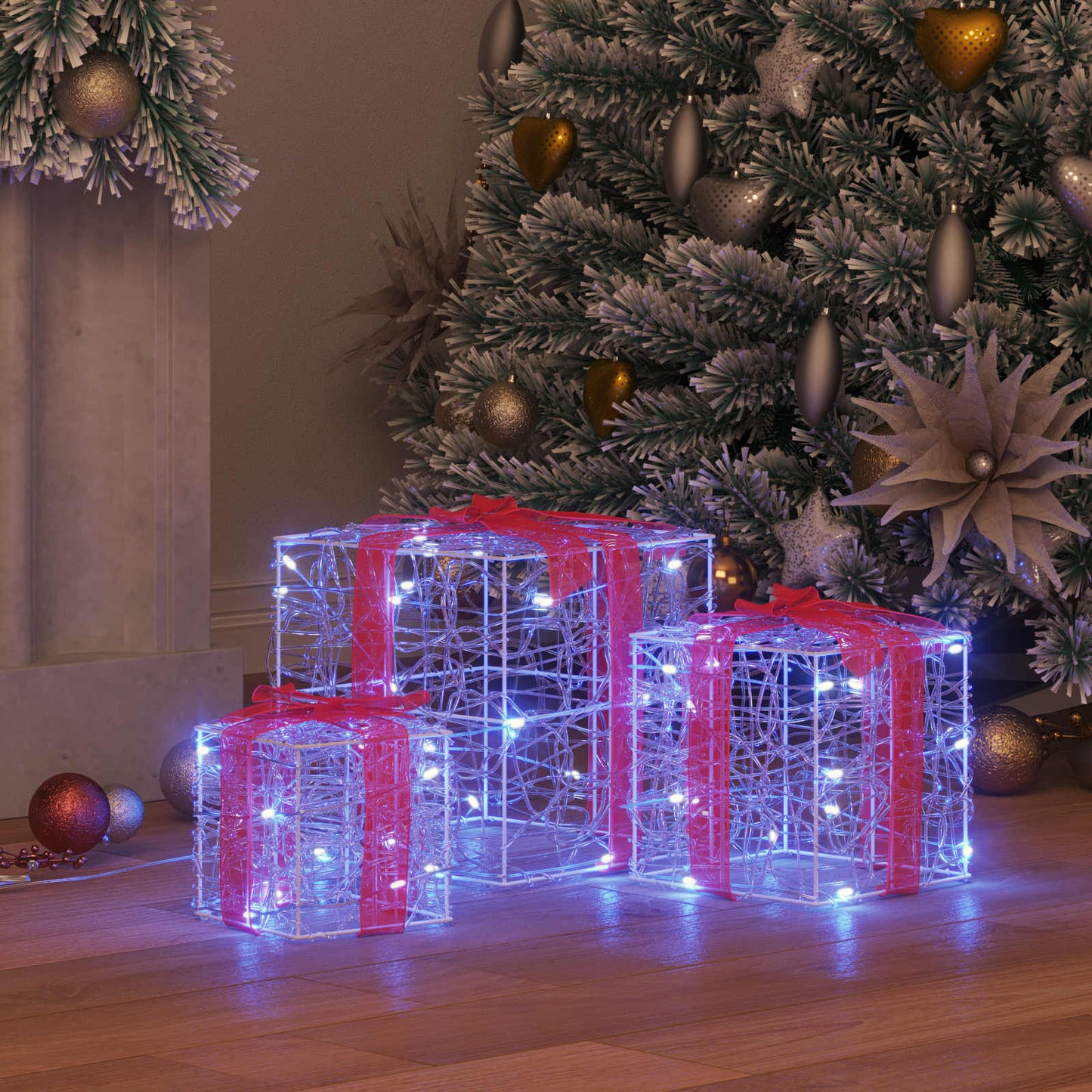 Scatola Regalo con 60 LED 3 pcs Blu 20 x 20 x 20 cm Acrilico | homemem39