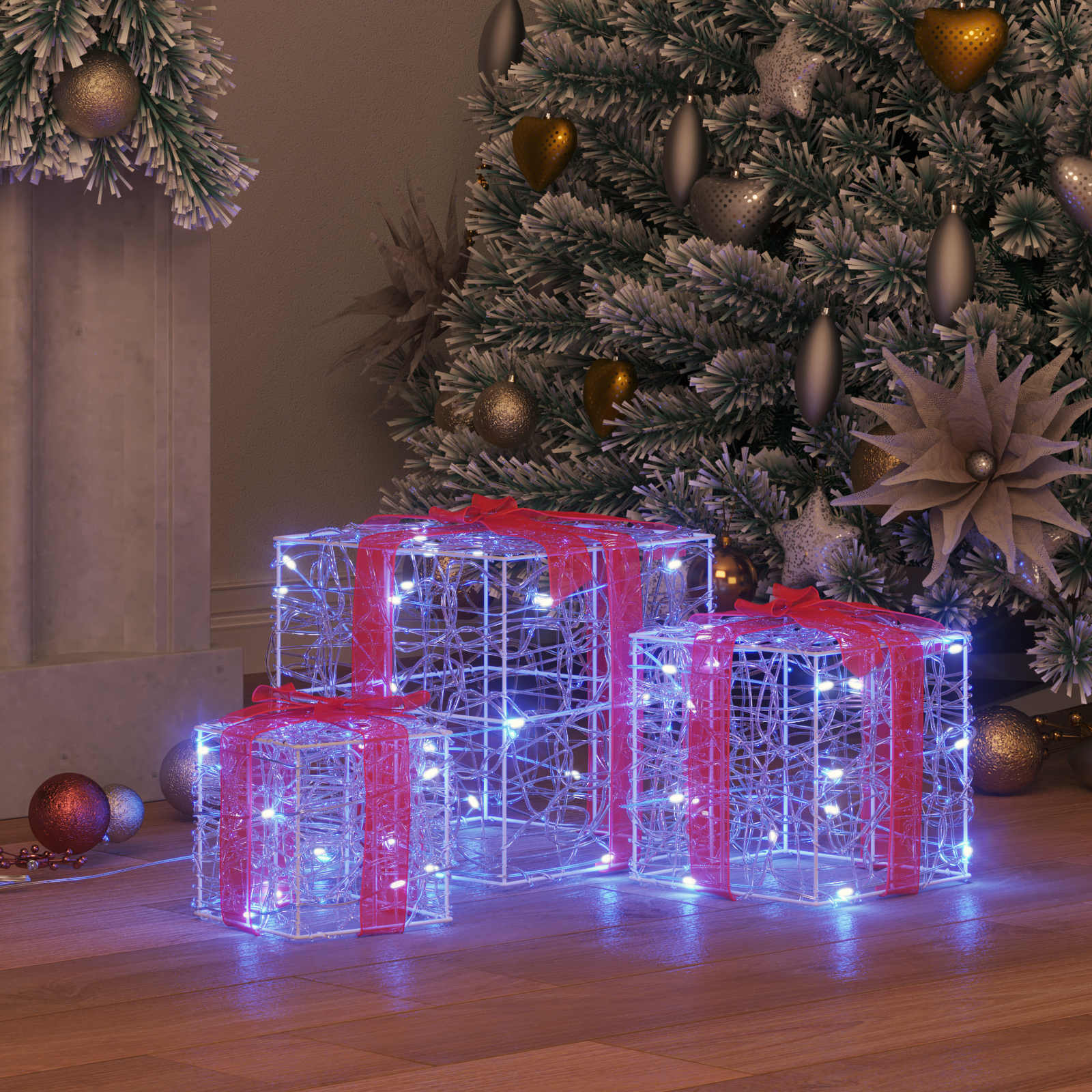 Scatola Regalo con 60 LED 3 pcs Blu 20 x 20 x 20 cm Acrilico | homemem39