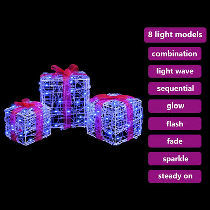 Scatola Regalo con 60 LED 3 pcs Blu 20 x 20 x 20 cm Acrilico | homemem39