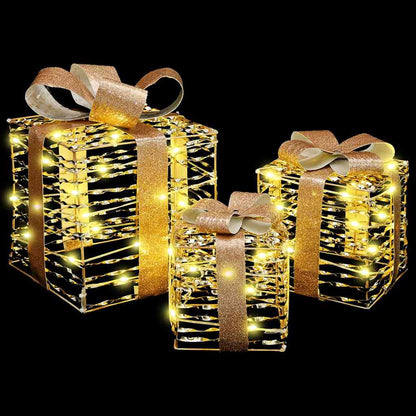 Scatola Regalo 3 pcs Bianco caldo 20 x 20 x 20 cm PET | homemem39