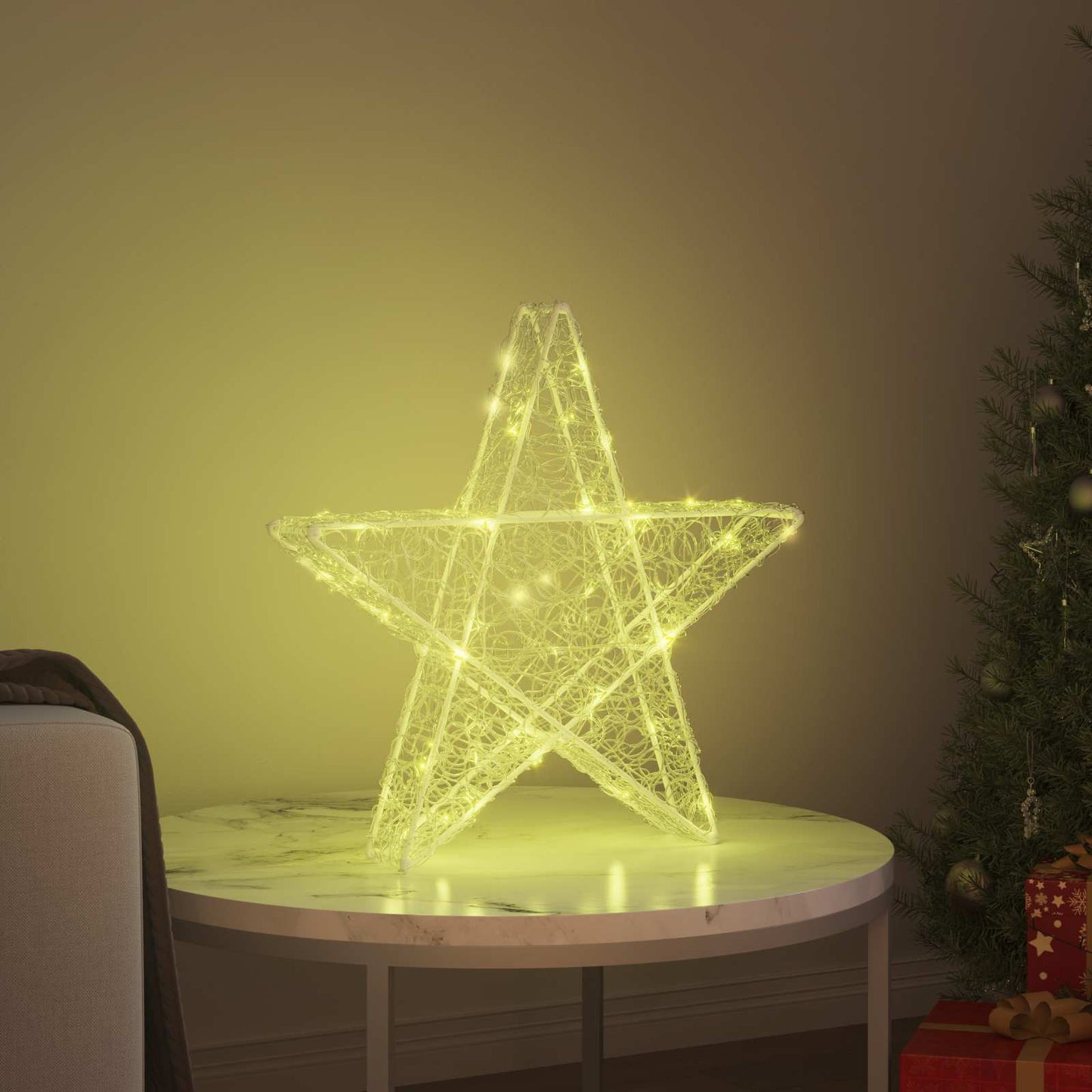 Stella 3D con 50 LED Bianco caldo 55 x 53.5 x 10 cm Acrilico | homemem39