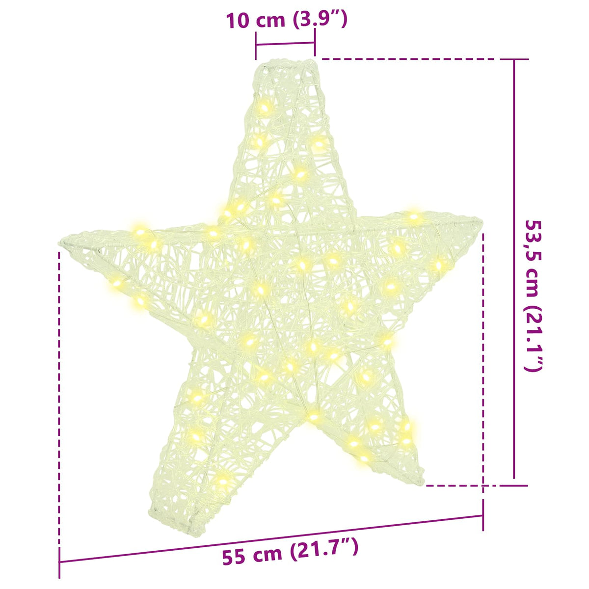 Stella 3D 50 LED Bianco caldo 55 x 53.5 x 10 cm Acrilico | homemem39