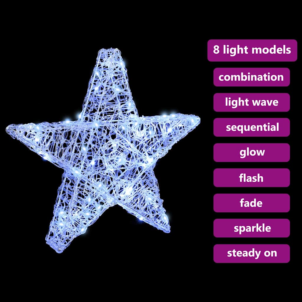 Stella 3D con 50 LED Bianco freddo 55 x 53.5 x 10 cm Acrilico | homemem39