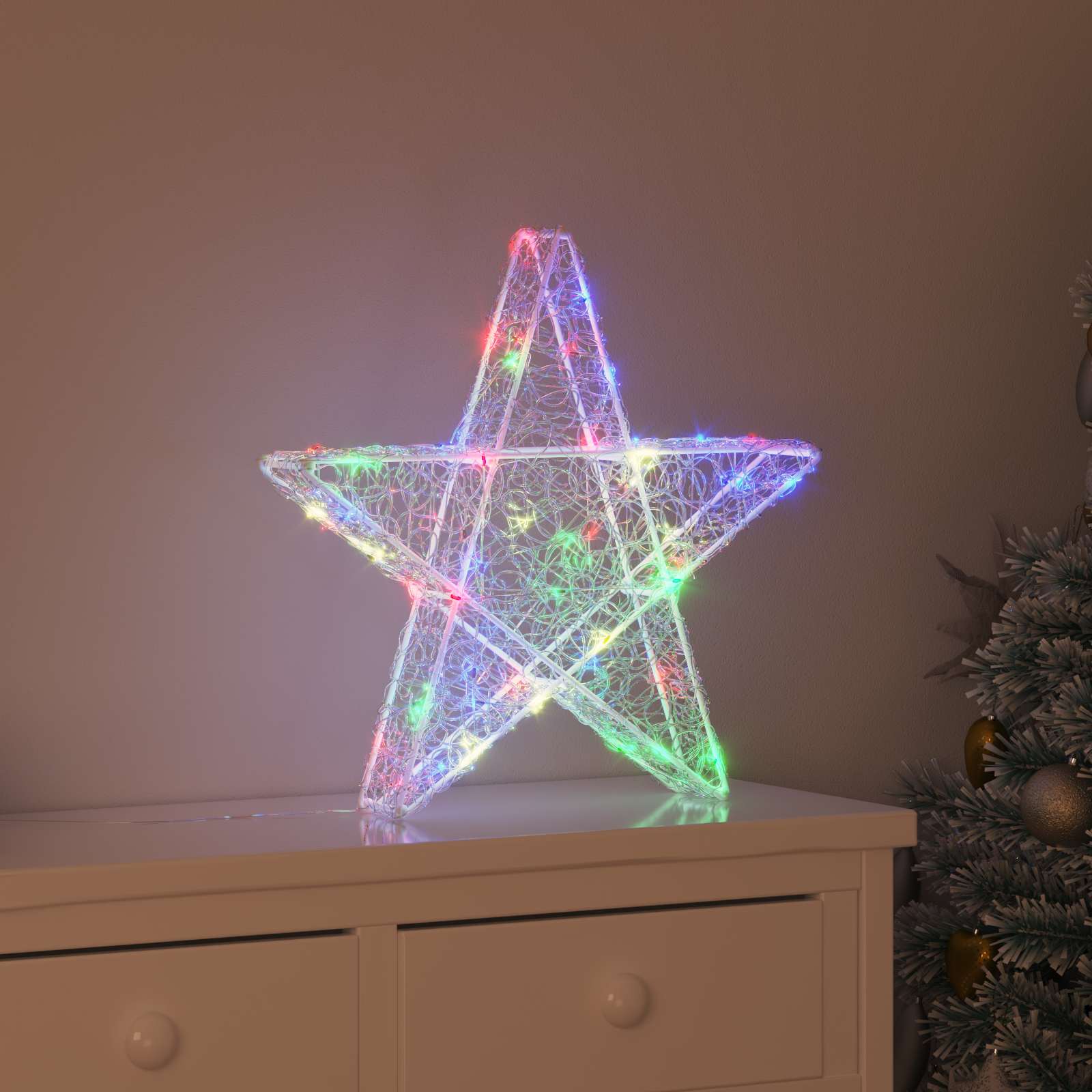 Stella 3D con 50 LED Multicolore 55 x 53.5 x 10 cm Acrilico | homemem39