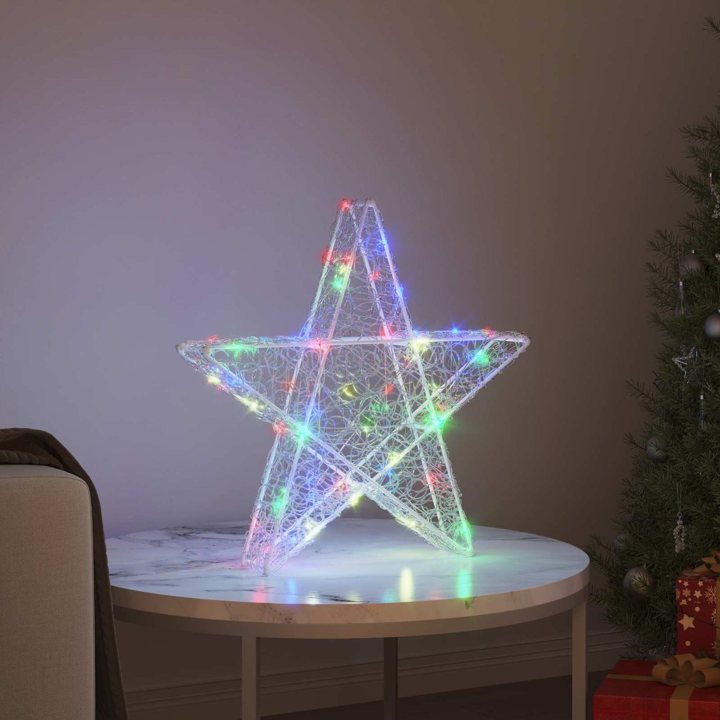 Stella 3D con 50 LED Multicolore 55 x 53.5 x 10 cm Acrilico | homemem39