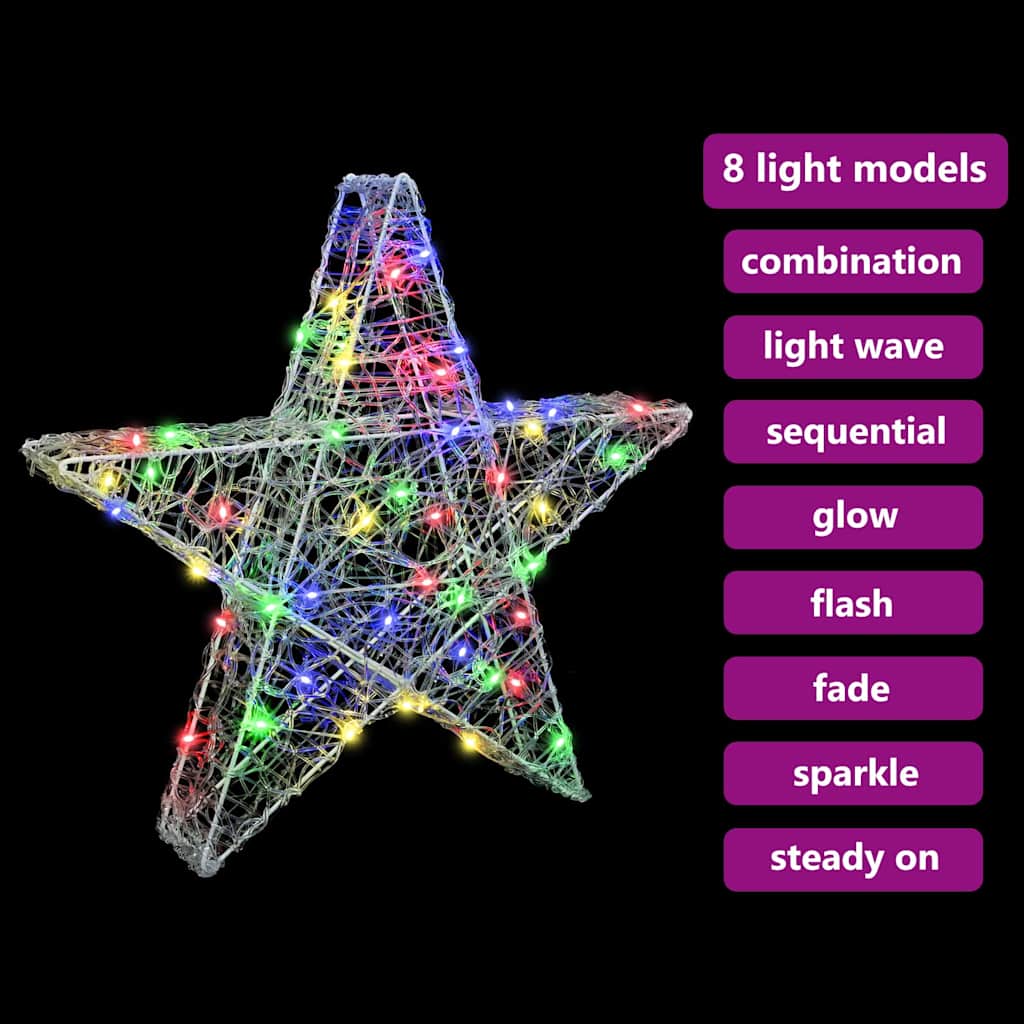 Stella 3D con 50 LED Multicolore 55 x 53.5 x 10 cm Acrilico | homemem39