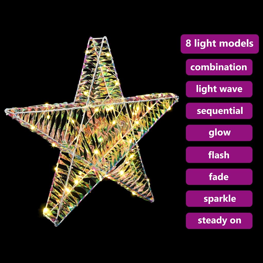Stella 3D con 50 LED Bianco caldo 55 x 52.5 x 9 cm PET | homemem39