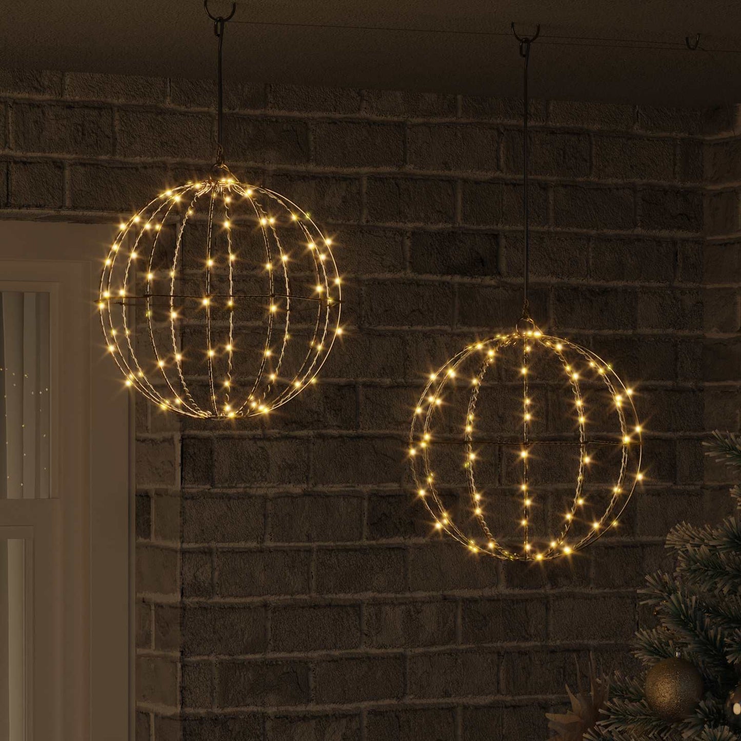 Palla con 192 LED 2 pcs Bianco caldo 30 x 30 x 32 cm Metallo | homemem39