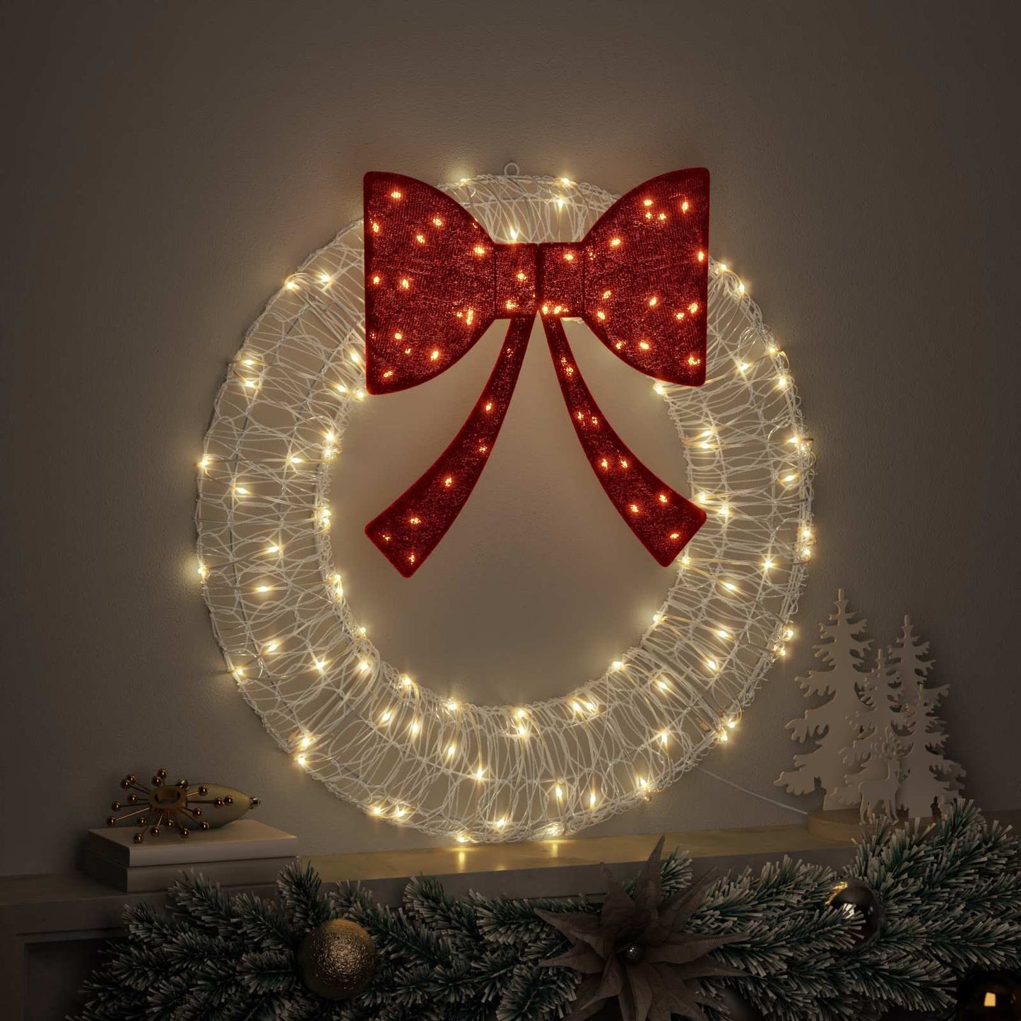 Corona con 60 LED Bianco caldo 76 x 76 x 8,5 cm Acrilico | homemem39