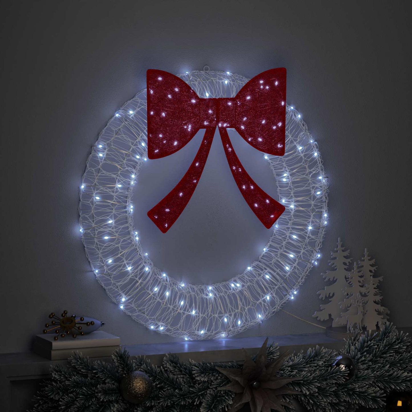 Corona con 60 LED Bianco freddo 76 x 76 x 8,5 cm Acrilico | homemem39