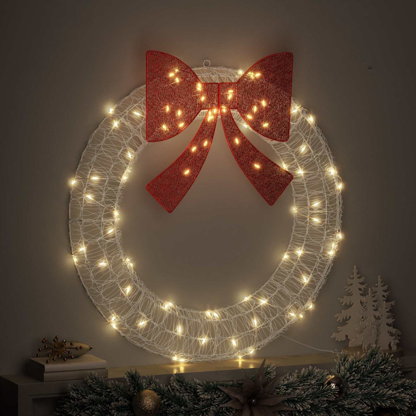 Corona con 80 LED Bianco caldo 92 x 92 x 9,5 cm Acrilico | homemem39