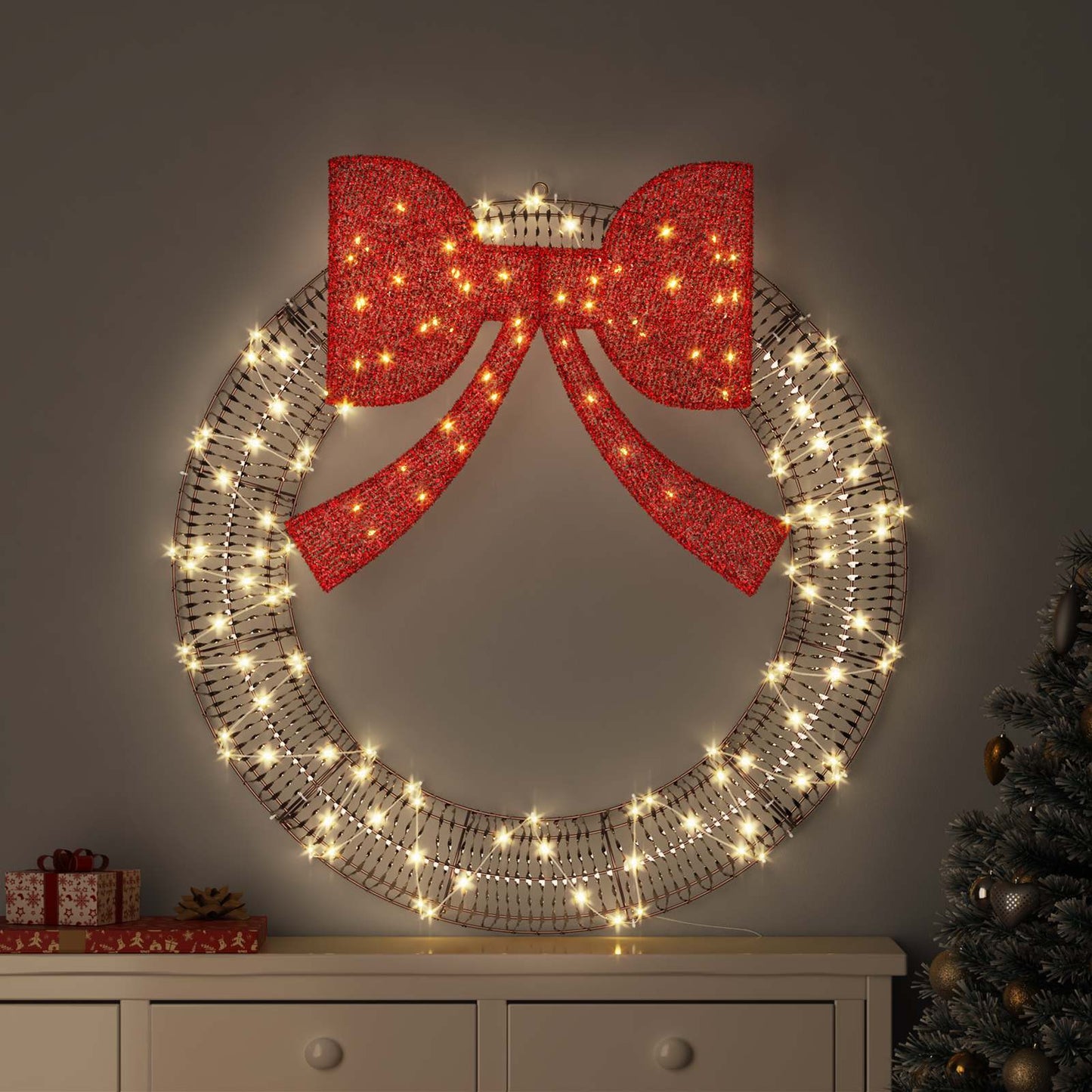 Ghirlanda con 80 LED Bianco caldo 91 x 91 x 9 cm PET | homemem39