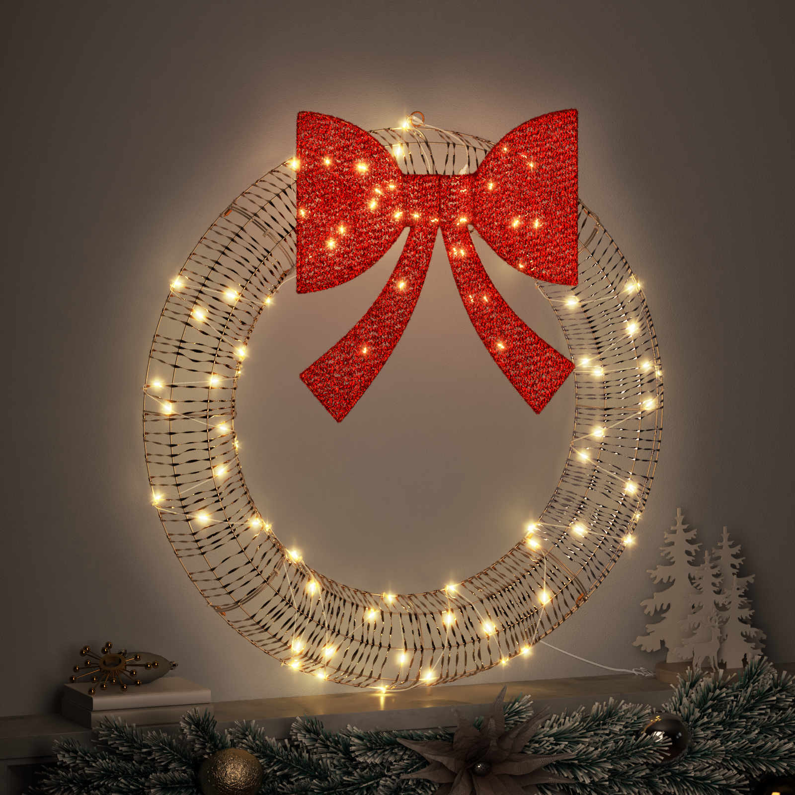 Ghirlanda con 80 LED Bianco caldo 91 x 91 x 9 cm PET | homemem39