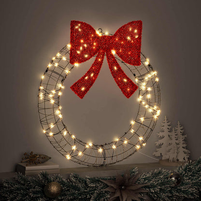 Ghirlanda con 60 LED Bianco caldo 75 x 75 x 8 cm Rattan | homemem39