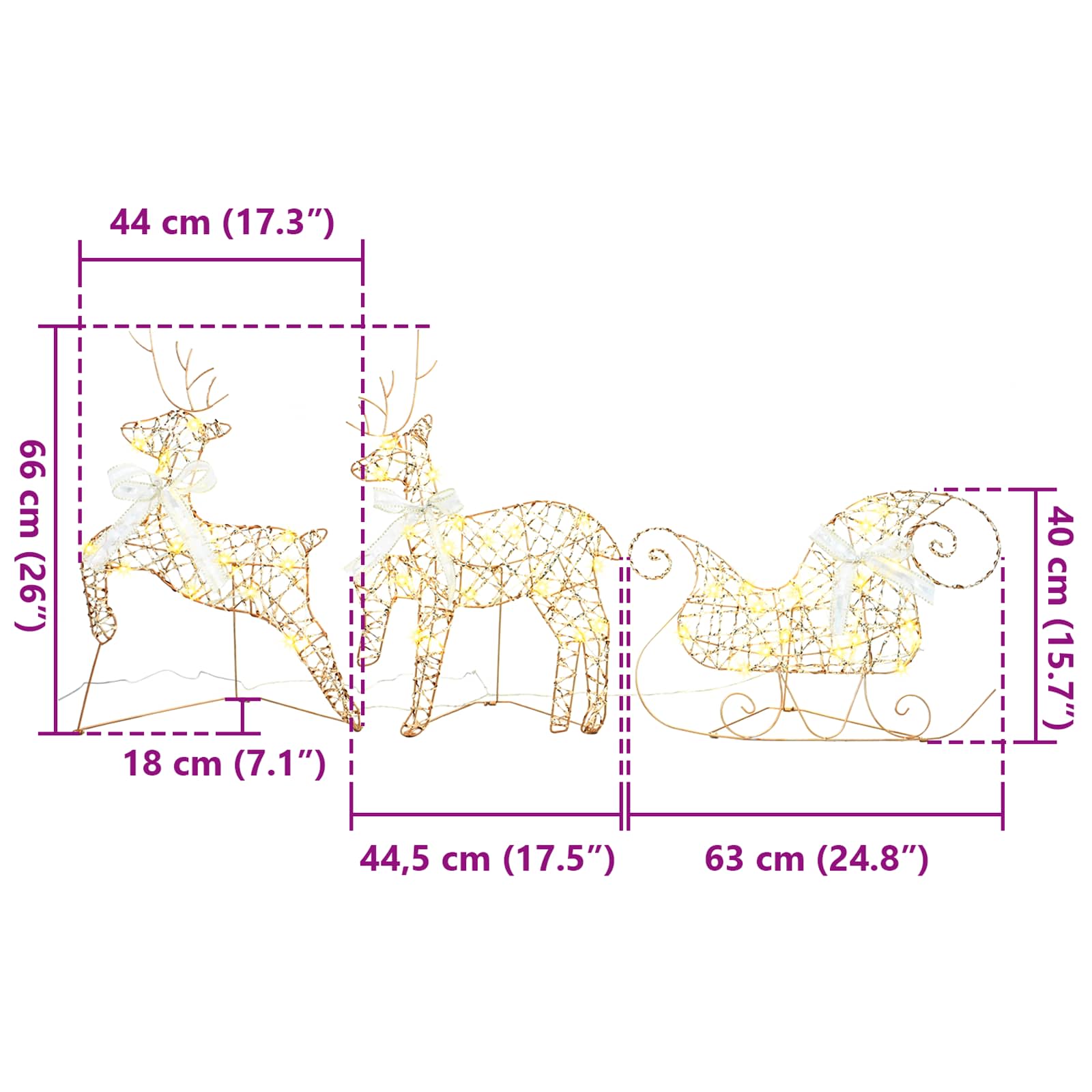 Renne LED con 60 LED 3 pcs Bianco caldo PET | homemem39