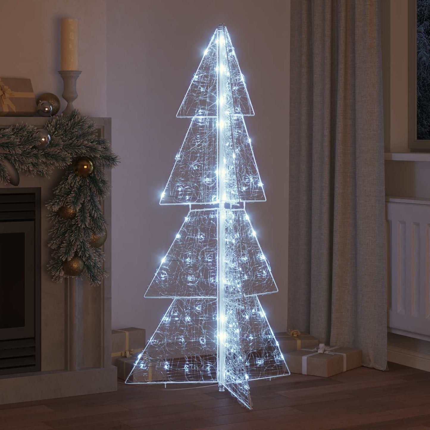 Albero di Natale con 160 LED Bianco Freddo 150 cm Acrilico | homemem39