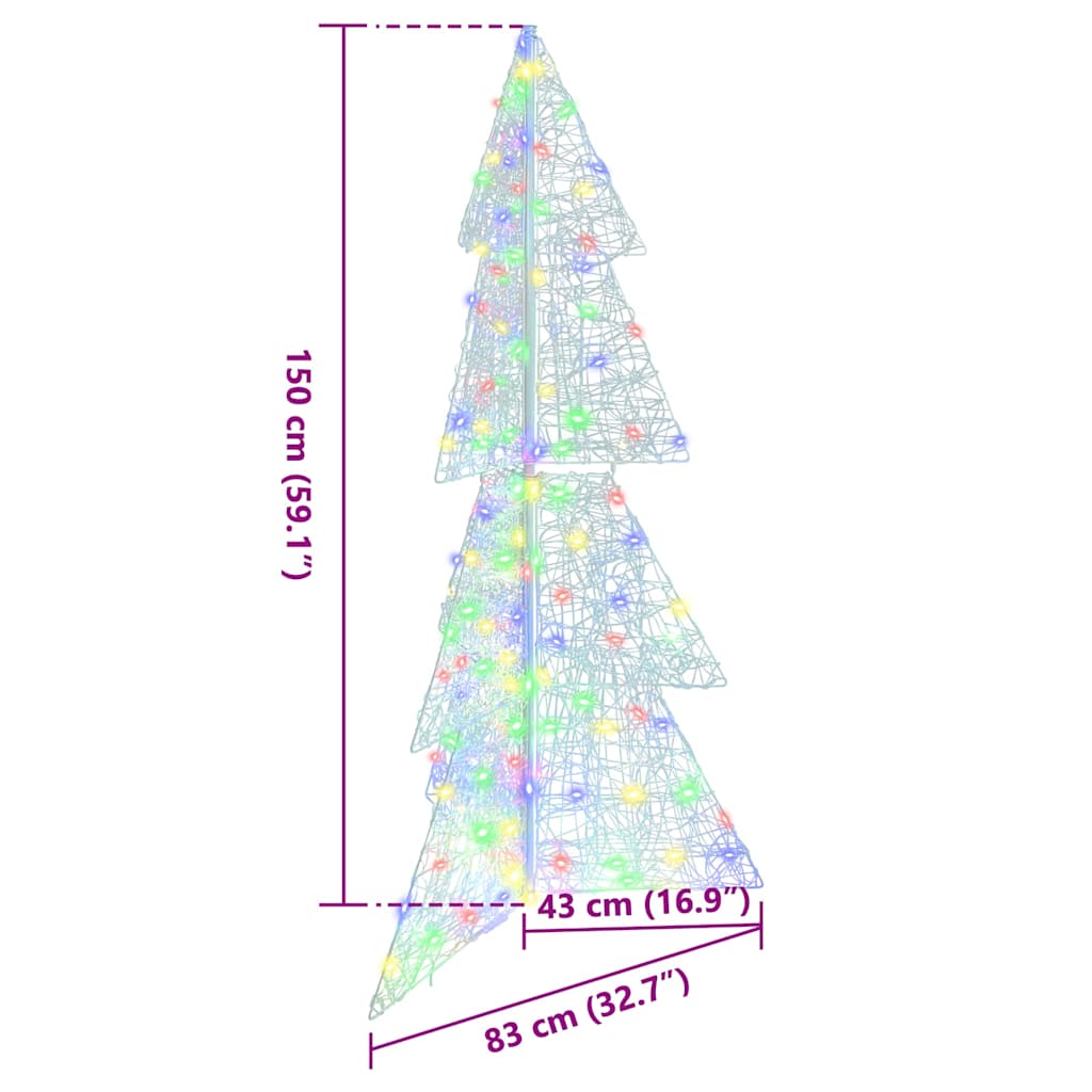 Albero di Natale con 160 LED Multicolore 150 cm Acrilico | homemem39
