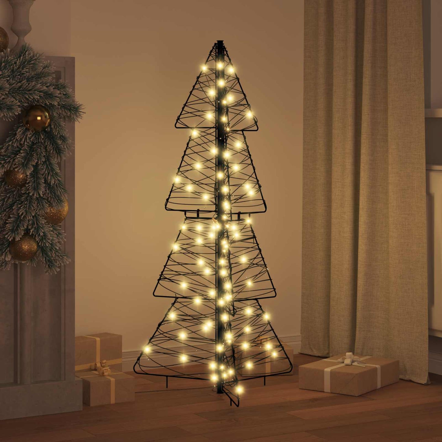 Albero di Natale con 100 LED Bianco caldo 120 cm Rattan | homemem39