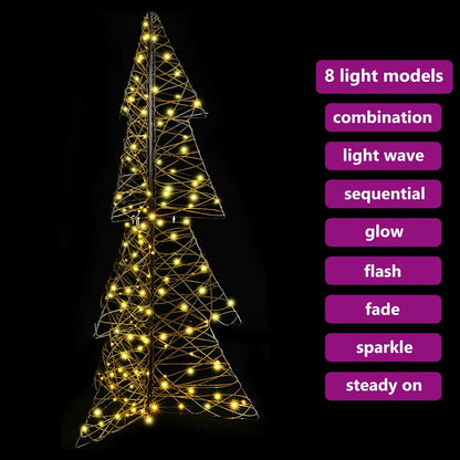 Albero di Natale con 160 LED Bianco caldo 150 cm Rattan | homemem39