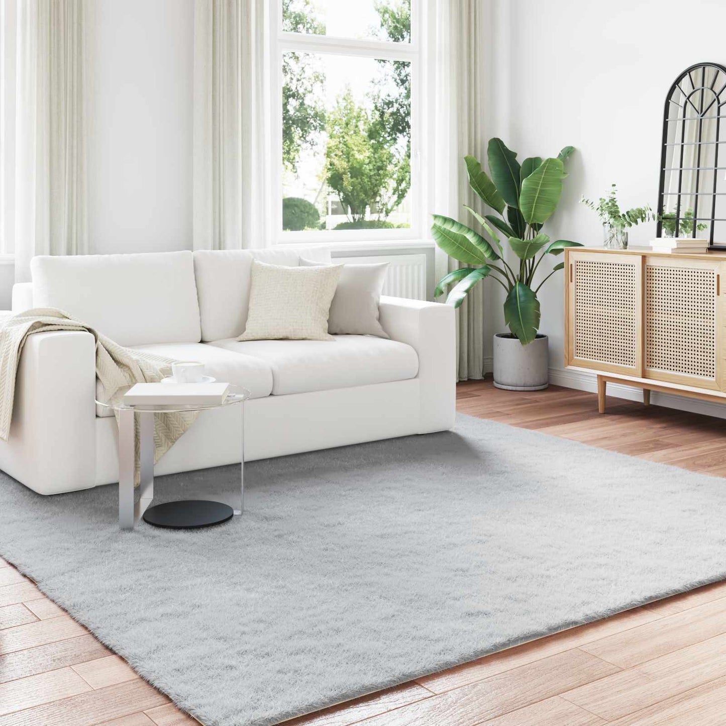 Tappeto in Pelliccia Sintetica di Coniglio Olite Grigio