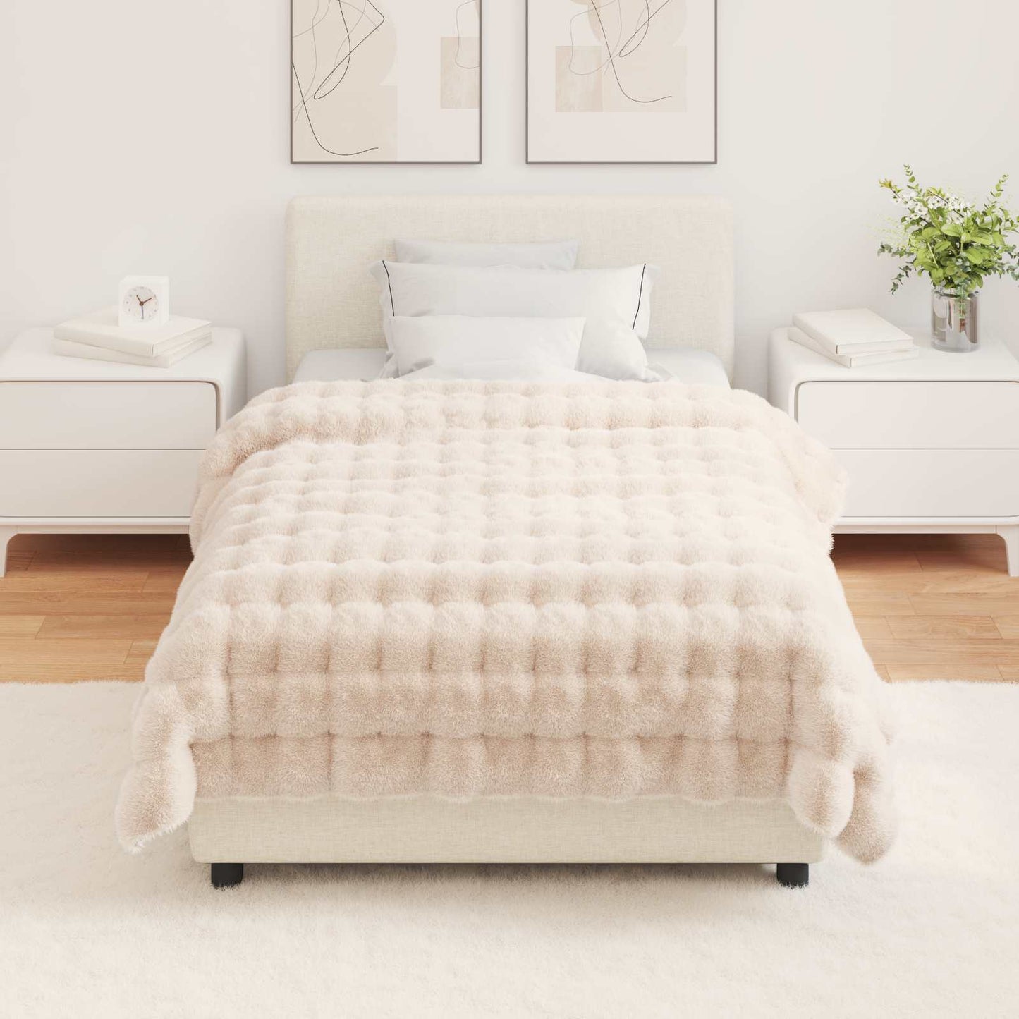 Coperta antiscivolo in sintetica di coniglio Olite Beige | homemem39